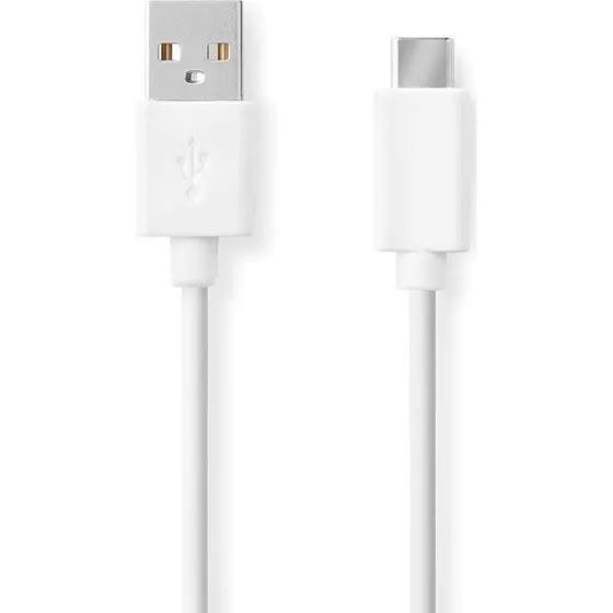 Nedis CCGB60600WT10 USB-A til USB-C kabel, 1 m, hvid