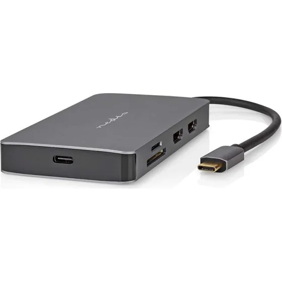 Nedis 7-i-1 USB-C Dock | 5 Gbps | USB-A/C, HDMI, Ethernet, SD | Guldplateret