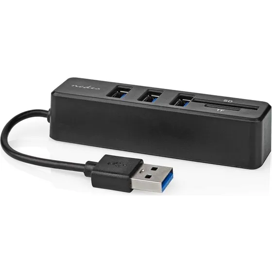 Nedis USB-hub 5-port USB 2.0 med SD-kortlæser, sort
