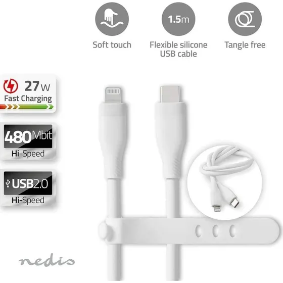 Nedis Lightning Kabel USB-C 1,5 m Hvid