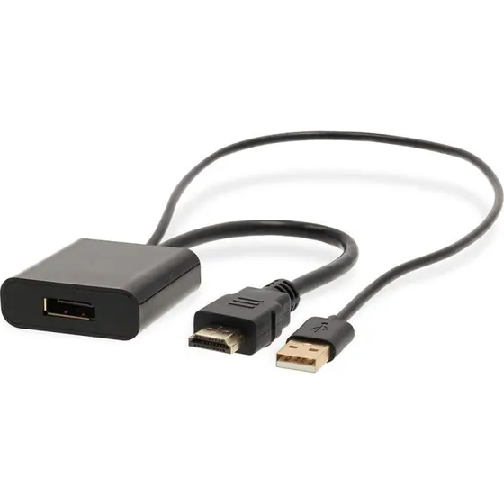 Nedis HDMI til DisplayPort Adapter, Guldplateret, USB-A Strøm, Sort