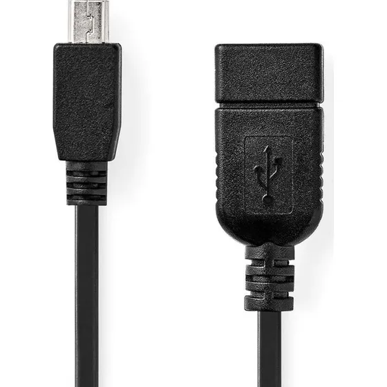 Nedis USB-adapter, USB 2.0, Mini 5-Pin/Han, 0,20 m, sort
