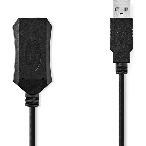 Nedis CCGL60EXTBK50 USB 2.0 Aktiv Forlængerkabel, 5 m, Sort