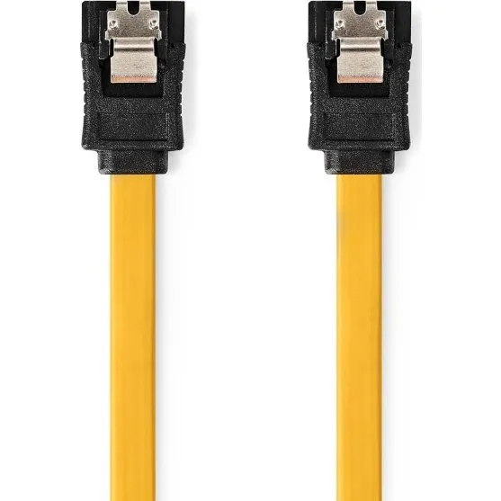 Nedis SATA 6 Gbps Fladt Kabel, 1 m, Gul, Nikkelplateret
