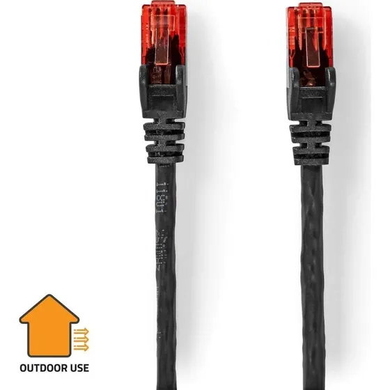 Nedis CAT6 Patchkabel 20m Sort U/UTP Runde, Udendørs