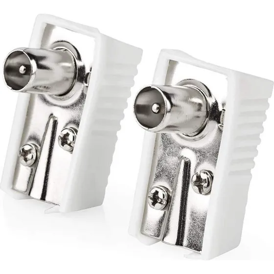 Nedis IEC (Coax) Vinklet Han, Nikkelplateret, 75 Ohm, 2 stk.