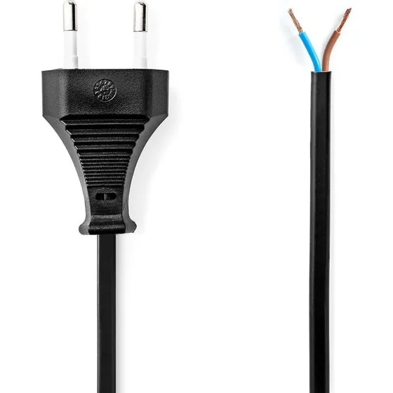 Nedis CEGL11700BK30 3 m strømkabel, sort, fladt, nikkelplateret