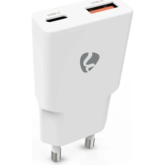 Nedis Vægoplader 20W GaN PD3.0, 2 USB-A/C, Hvid - WCHA20WT