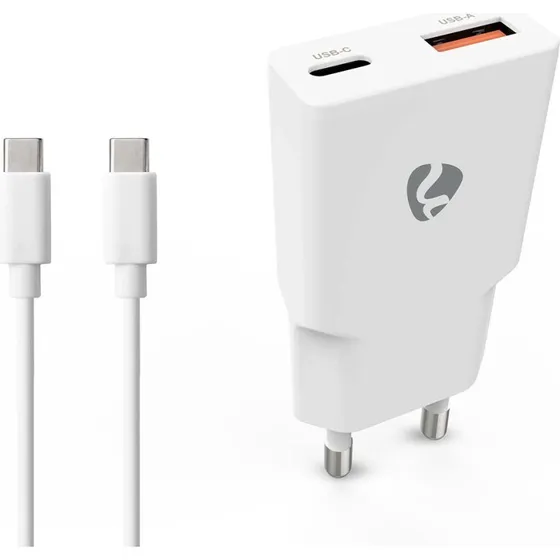 Nedis Vægoplader 30W GaN PD3.0, 2-port, Hvid