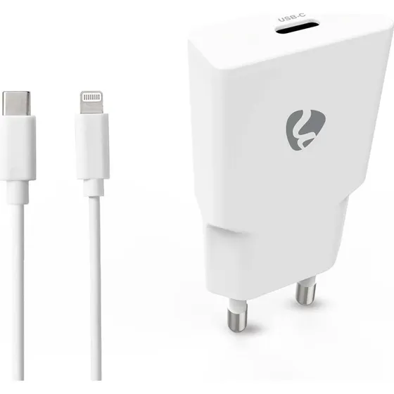 Nedis Vægoplader 20W GaN PD3.0 USB-C med Lightning-kabel Hvid