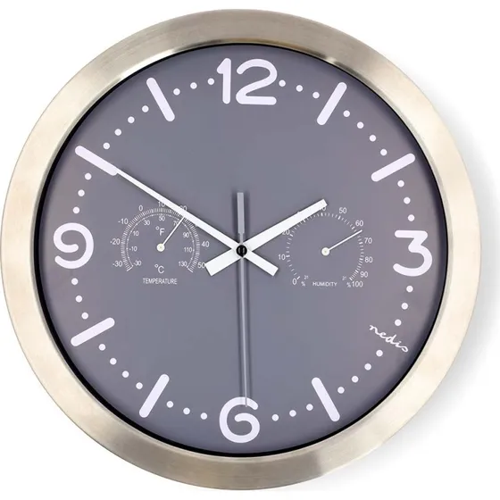 Nedis Vægur 300 mm Rustfri Stål Grå / Metal CLWA5226SS