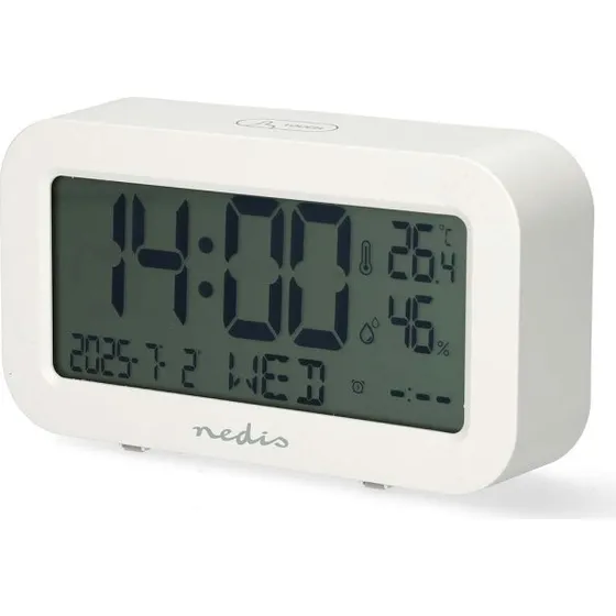 Nedis CLDK2005WT Digitalt Bordvækkeur | LCD | Baggrundslys | Snooze | Datovisning | Hvid