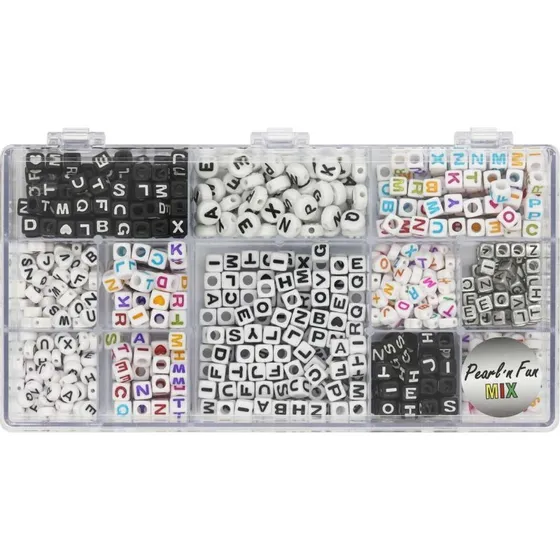 Pearl'n Fun Perlemix Bogstaver Assorteret i Æske