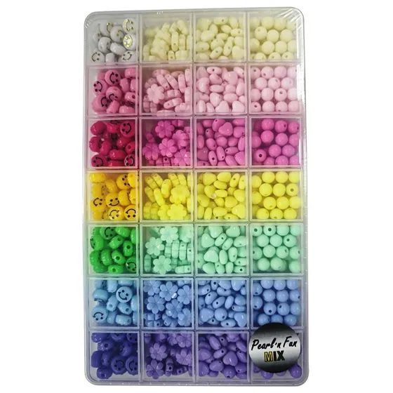 Pearl'n Fun Pastel Perlemix – Smiley, Blomster, Hjerter, Runde 8-11mm
