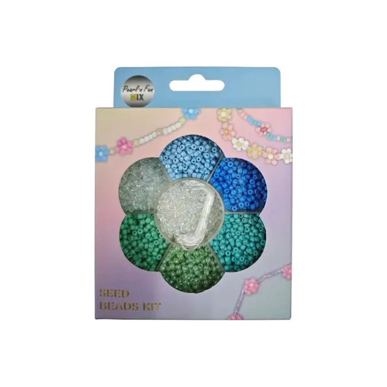 Pearl'n Fun Mini Perler Blå/Grøn/Klar 90g + Elastik