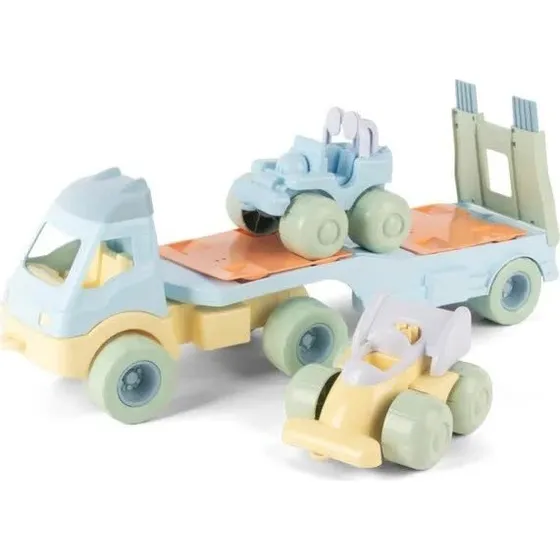 Dantoy Pastel Recycled Lastbil med 2 Biler og Plastikhjul