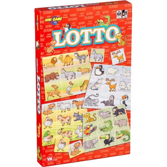 Win Game Dyrelotto – 4 spilleplader, 36 brikker (3+ år)