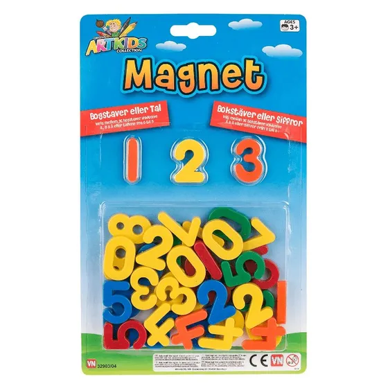 Artkids Magnettal 0-9, 36 stk, farverige