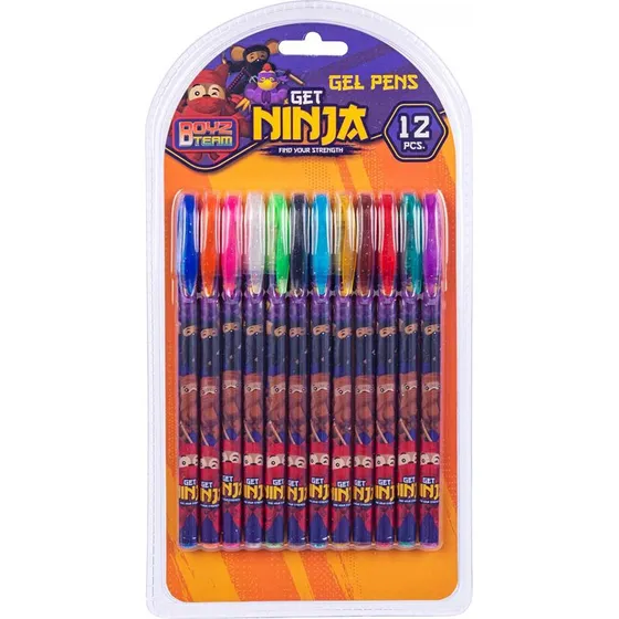 Ninja Gel Penne 12 Farver med Glitter