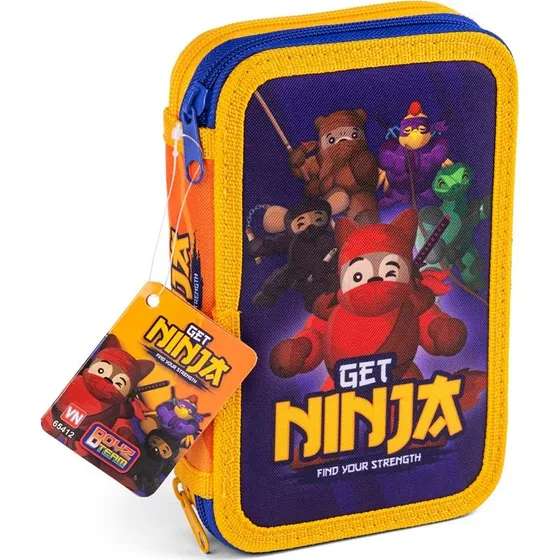 Boyz Team Ninja Dobbelt Penalhus med Indhold, 20x13 cm