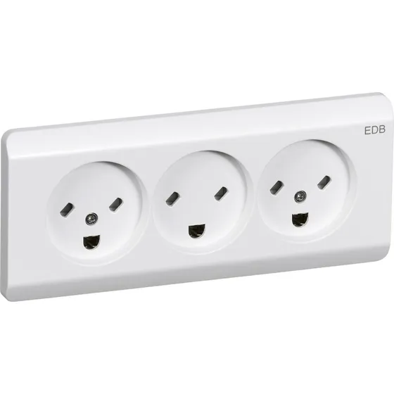 LK OPUS 66 Tripel EDB-stik med jord, hvid, 2½ modul
