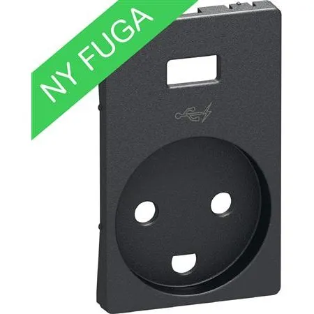 LK Fuga Afdækning Stikkontakt med USB, koksgrå, 1½ modul