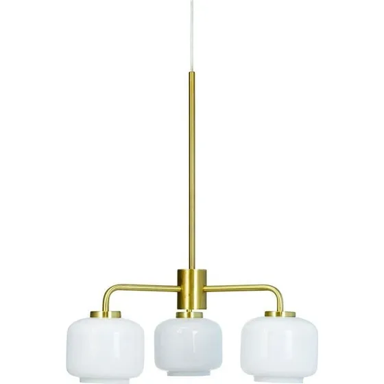 Dyberg Larsen Arp 3-armet lysekrone, opal/messing