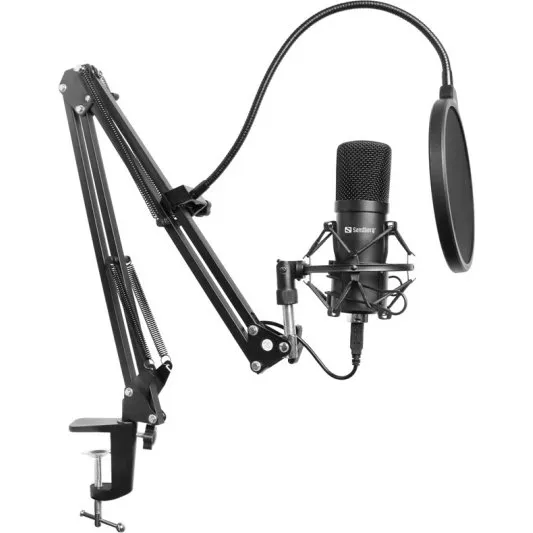 Sandberg Streamer USB Mikrofon Kit, Sort, -27 dB, USB Type B