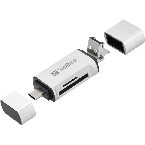 Sandberg Card Reader USB-C/USB-A/Micro-USB, Silver