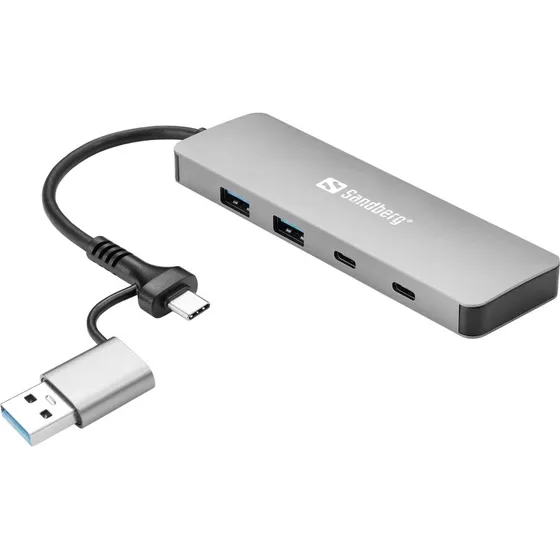 Sandberg 4-Port USB Hub USB 3.0 - Sølv