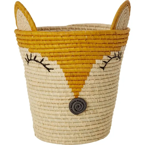 Rice Raffia Rund Opbevaringskurv 20x30cm Ræv