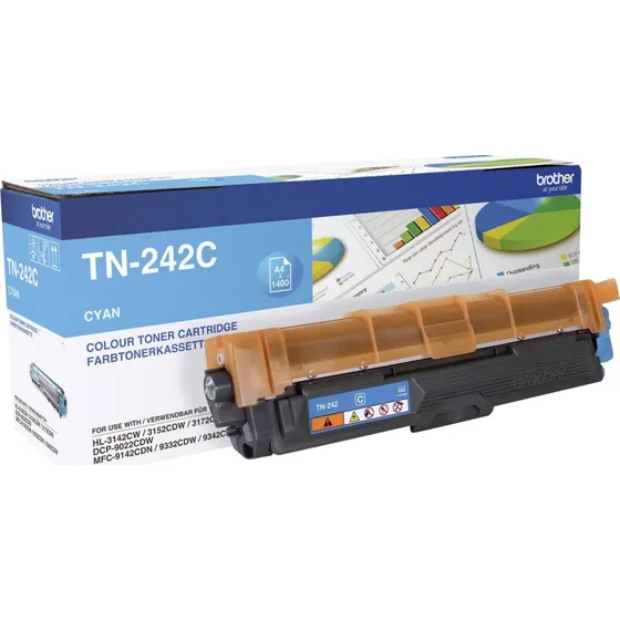 Brother TN242C Cyan Toner, 1400 sider