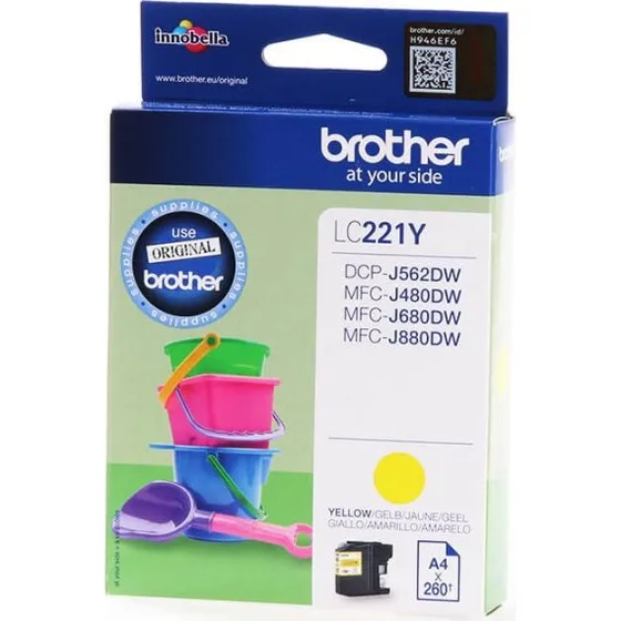Brother LC-221Y Gul Blækpatron, 260 Sider