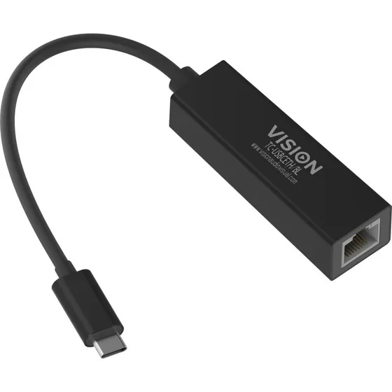 Vision TC-USBCETH/BL USB-C Netværksadapter, Sort
