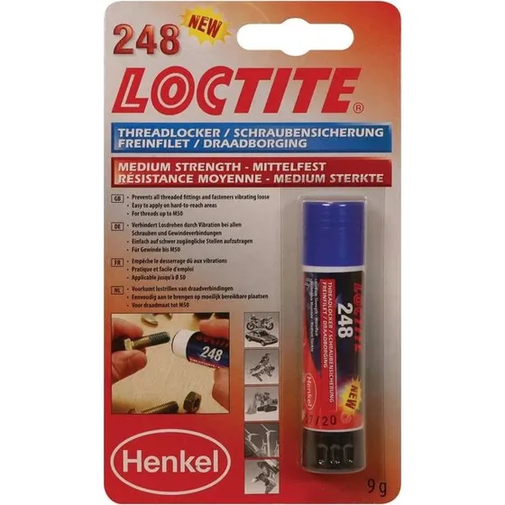 Loctite 248 Gevindsikring Stift, Blå, 9g, Medium Styrke