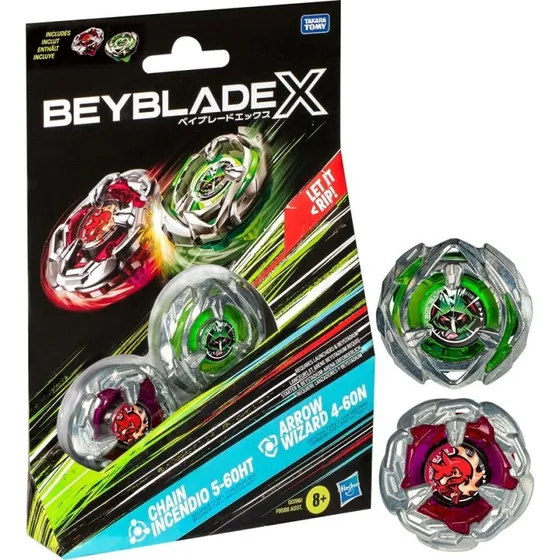 Beyblade X Chain Incendio 5-60HT & Arrow Wizard 4-60N Kæmpende Spinnende Top Legesæt