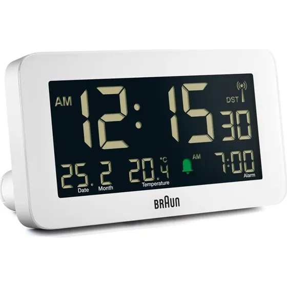 Braun BC10W Digitalt Alarmur, Hvid, Crescendo Alarm & Snooze