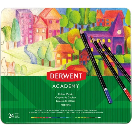 Derwent Academy Farveblyanter (24 farver) i Metalæske