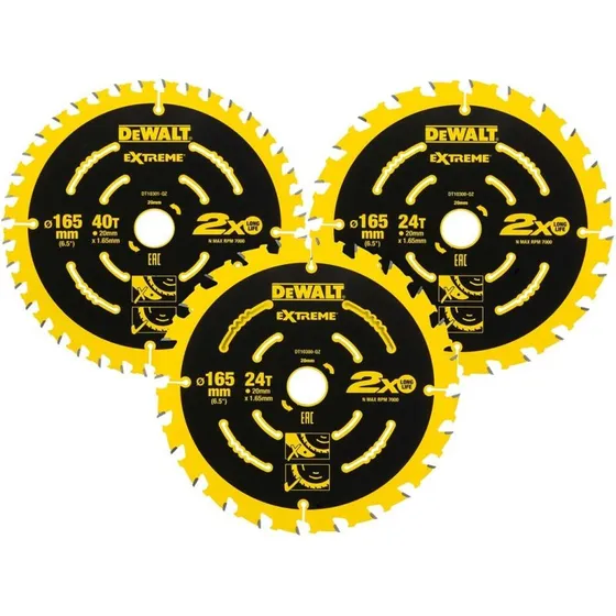 DeWALT DT10397-QZ 165 mm Rundsavsklinger 3 stk.