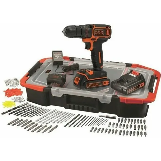 Black & Decker BDCDC18BAST-QW 18V Boremaskine med 160 Tilbehør