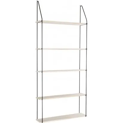 Eindhoven Væghylde - 5 træhylder, sort ramme 65x17x145 cm