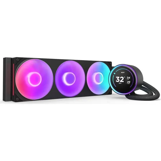NZXT Kraken Elite 420 RGB AIO vandkøler, 3×140 mm, sort