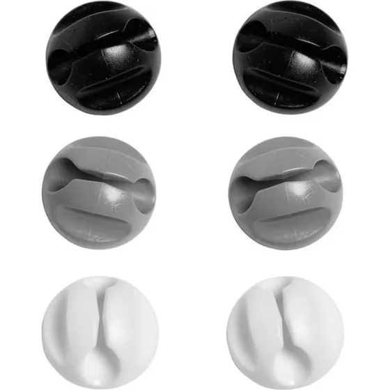 D-LINE Kabelclips 2x Sort 2x Grå 2x Hvid