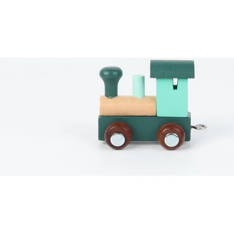 small foot Navne lokomotiv i træ, blå