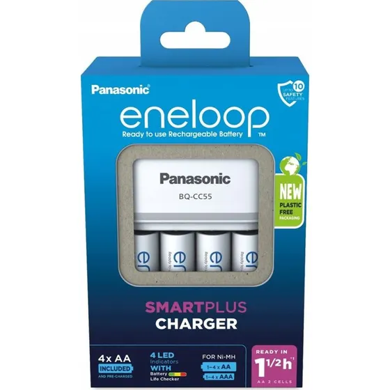 Panasonic Eneloop Smartplus BQ-CC55 med 4x AA 2000 mAh