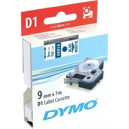 DYMO D1 9mm Blå/Hvid Etiketband 7m