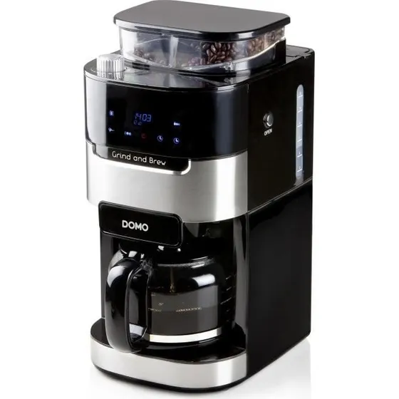 DOMO DO721K Kaffekværn & Filterkaffemaskine, 1,5 L, Sort