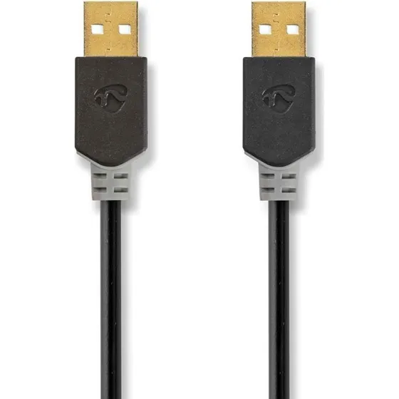 Nedis USB-kabel 2 m USB-A til USB-A guldplateret antracit