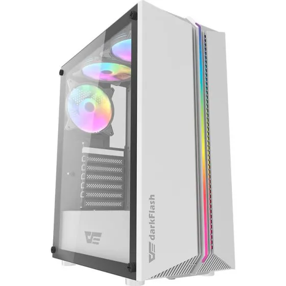 DarkFlash DK151 LED PC-kabinet med 3 blæsere, hvid
