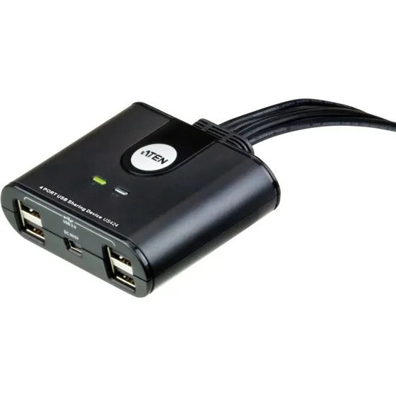ATEN US424 4-port USB 2.0 manuel switch, sort